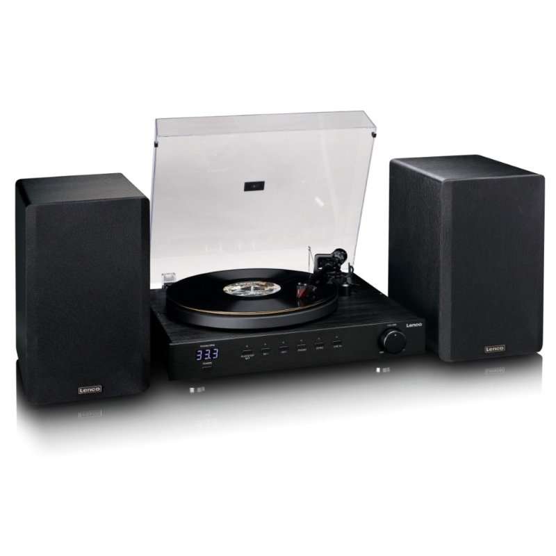 Грамофон Hi-Fi Lenco LS-700BK с външни високоговорители, Ortofon 2M Red, Bluetooth 5.2, 2×100 W RMS, ремъчно задвижване, метален диск 30 см, черен