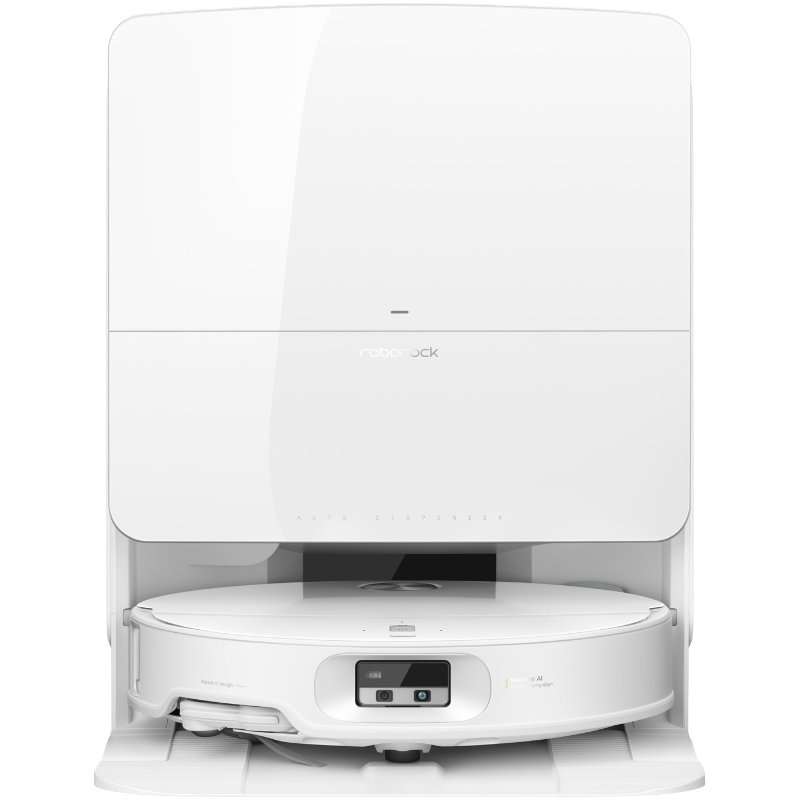 Робот прахосмукачка Roborock Qrevo Edge 2 Pro QE2P02-00, 25.000 Pa, Автоматична станция за изпразване на прах, Измиване на моп при 100°C и сушене при 55°C, Ултратънък дизайн с прибиращ се LDS, AI разпознаване на препятствия, Бял