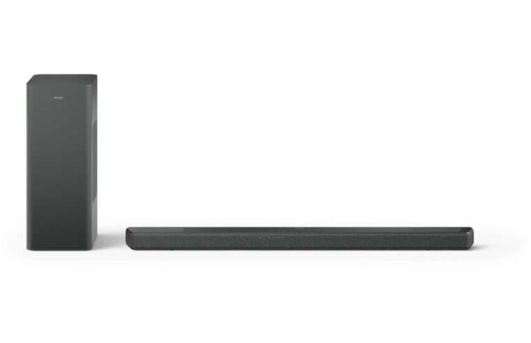 Саундбар slim Philips TAB8301/10 3.1.2, 380W, Subwoofer Wireless, Bluetooth 6.0, Dolby Atmos, DTS:X, DTS Virtual X, HDMI ARC, AUX, USB, Черен