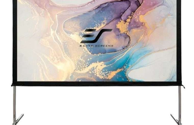 Прожекционен екран Elite Screens Yard-Master 110″, бял, 137,2×243,8см, сгъваема алуминиева рамка