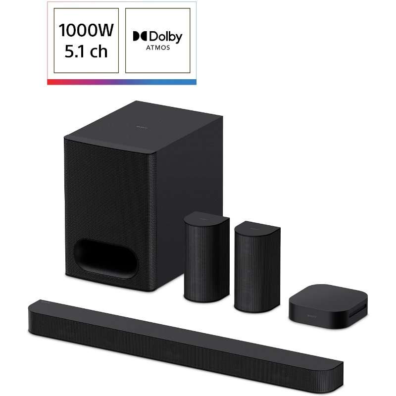 Саундбар Sony BRAVIA Theater System 6 HT-S60, 5.1ch, 1000W, Dolby Atmos, DTS:X, AI Voice Zoom 3, Multi Stereo Party Mode, Bluetooth 5.3, Черен