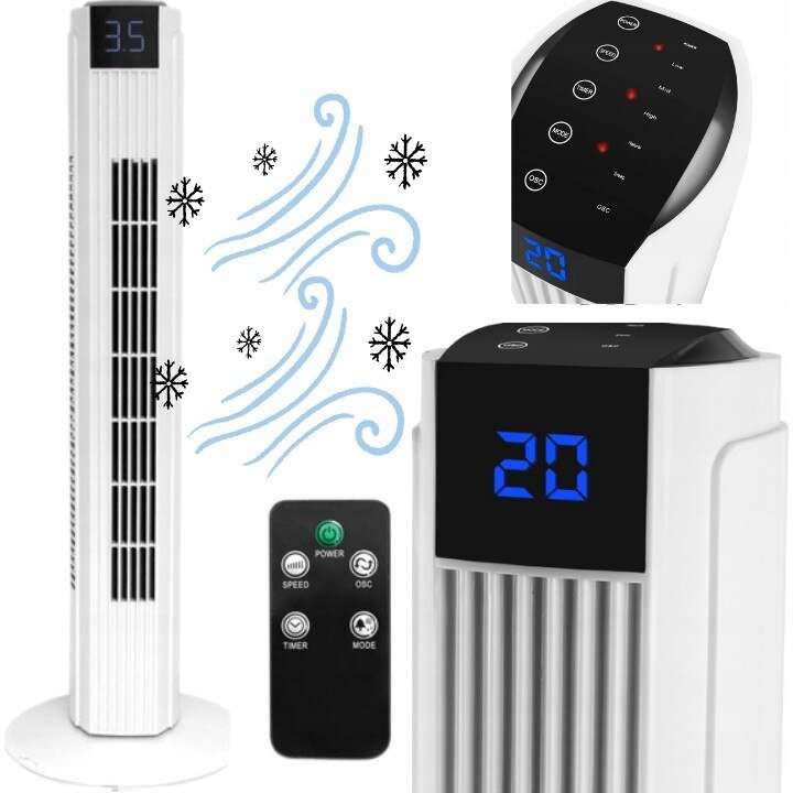 Вентилатор Turn LTC WT25, 50W, Дистанционно, Осцилация, Бял, 82см