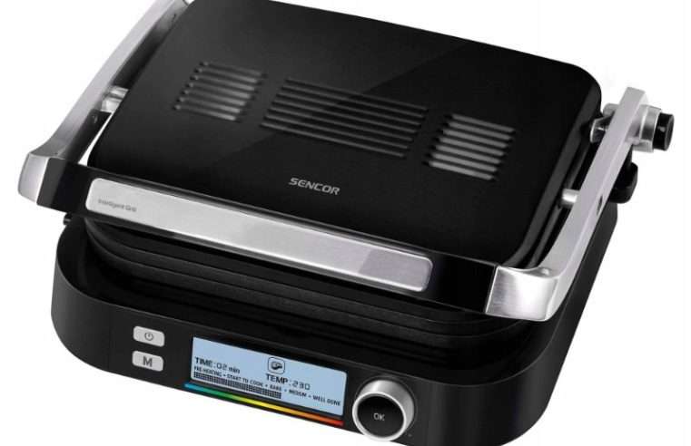 Електрически контактен грил Sencor SBG4010SS, 2100W, LCD дисплей, подвижни незалепващи плочи, Черен