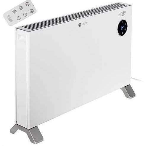 Електрически конвектор Adler, 2000W, бяло-сив, с пилот и таймер, IPX24