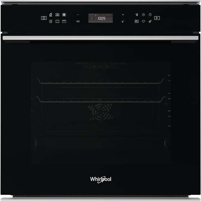 Фурна за вгражане Whirlpool W7OM44S1PBL, Електрическа, Мултифункционална, Функция Grill, Таймер, Дисплей, Технология 6th Sense, Пиролично самопочистване, 73 л, Клас A+, Черна