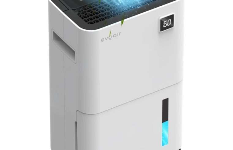 Дехумидификатор Evoair, OptiDry 20, 20 л/24 ч, Сензор за влажност, Функция памет, Сушене на дрехи, Резервоар 2 л, Дигитален дисплей, Бял