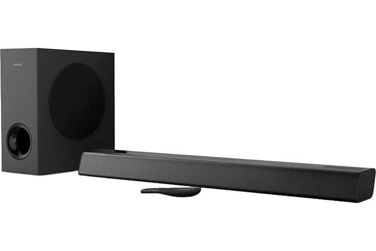 Soundbar PHILIPS TAPB405/10, Subwoofer wireless 2.1, HDMI ARC, Google Assistant, Apple AirPlay, Dolby Audio, 120W, Черен