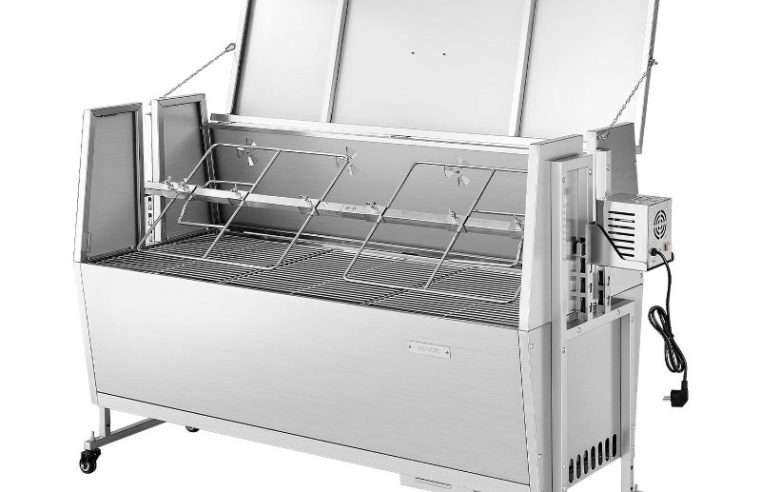 VEVOR грил за печене, 38W, капацитет 60 кг, размери 1580x550x1040 мм, регулируема височина, стабилна мобилност
