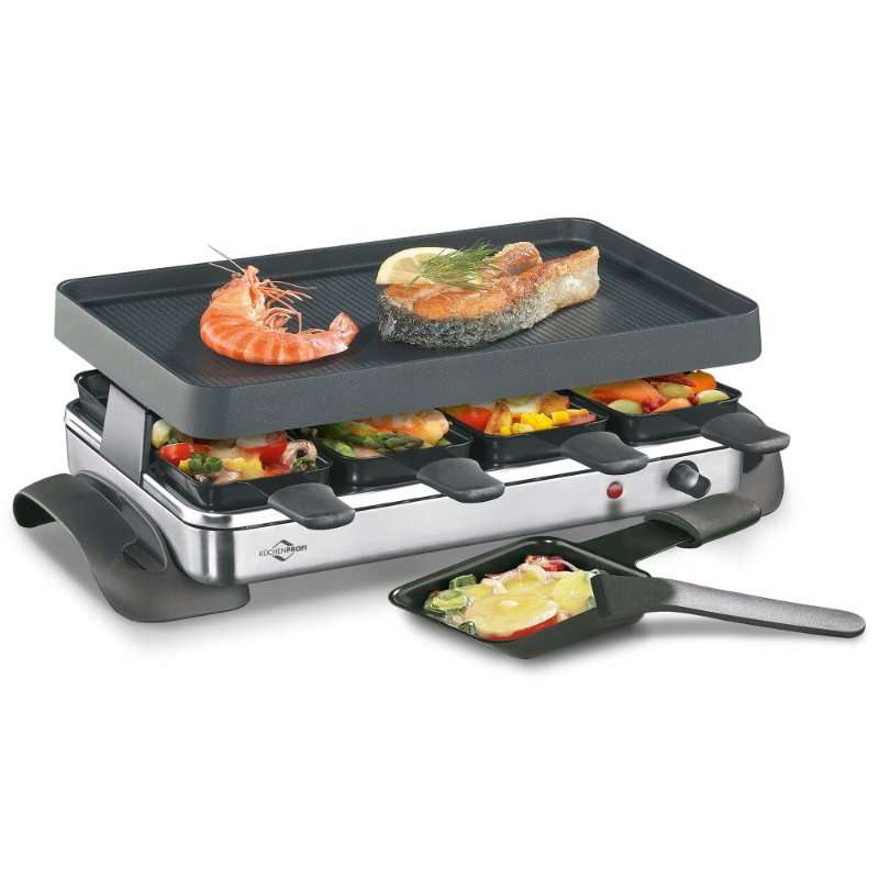 Електрически грил за 8 души, Kuchenprofi, черен, 1200W, 47×24,5см, комплект с 8 тигана и шпатули