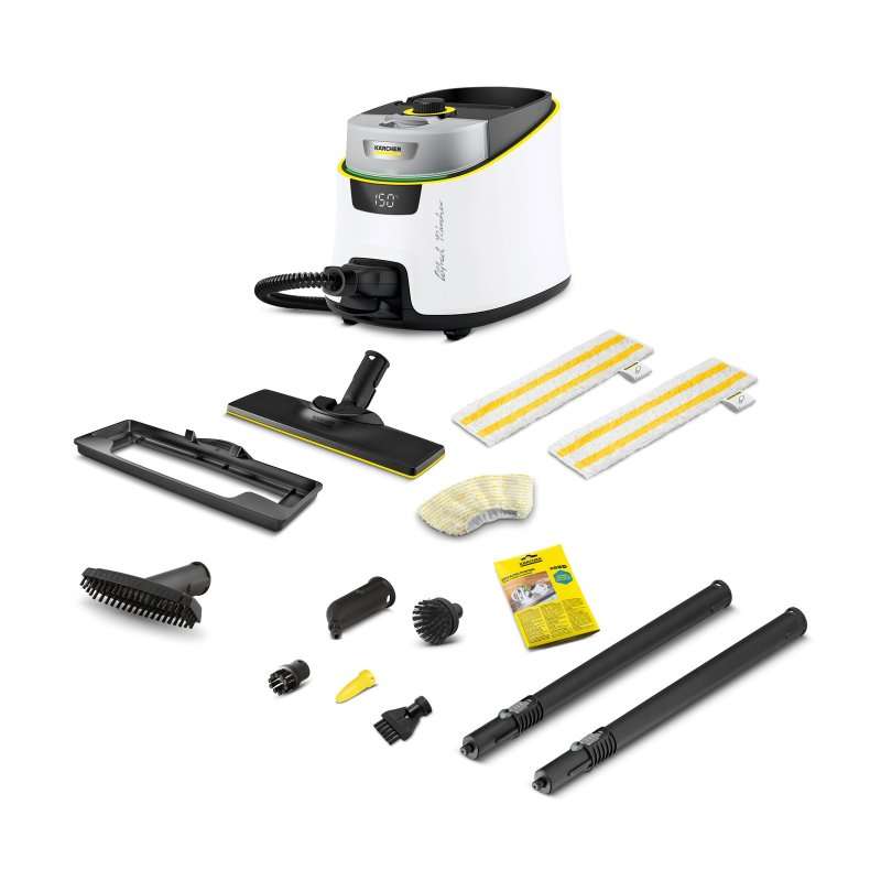 Парочистачка Karcher SC 5 Deluxe Signature Line, 1.513-491.0, 2250 W, 4 бара, 3 минути загряване, Капацитет на резервоара 1,3 л, Включва универсална кърпа за подови настилки EasyFix, Бял