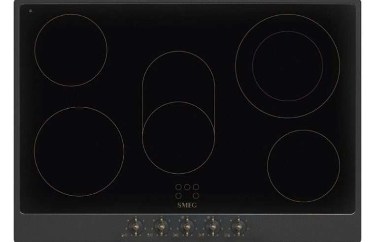 Стъклокерамичен плот за вграждане Smeg P875AO, 8600 W, 6 нива, 5 зони, Автоматично изключване при прегряване, Индикатор за остатъчна топлина, Антрацит