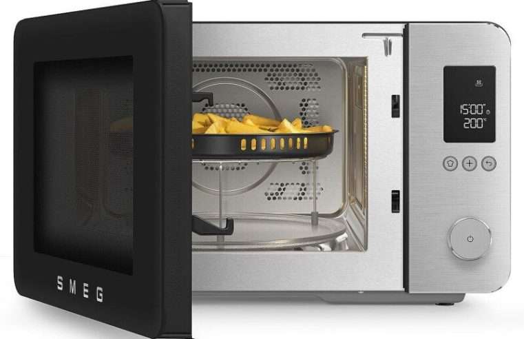 Комбинирана микровълнова фурна с горещ въздух SMEG Collezione MOC02BLMEU, 900W, 27 л, 25 програми, Плавно затваряне, Индивидуални настройки, Черен мат