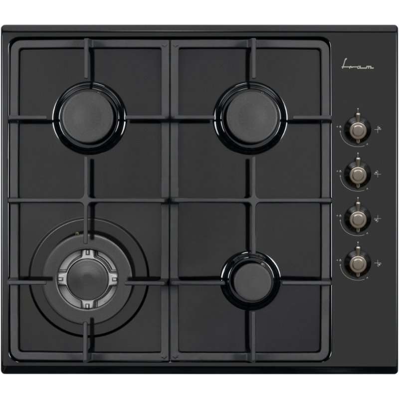 Плот за вграждане Fram FBH-V4IWF-RBK, Газ, 4 зони за готвене, WOK, Чугунена скара, Странично управление, Електрическо запалване, Предпазител, 60 см, Черен