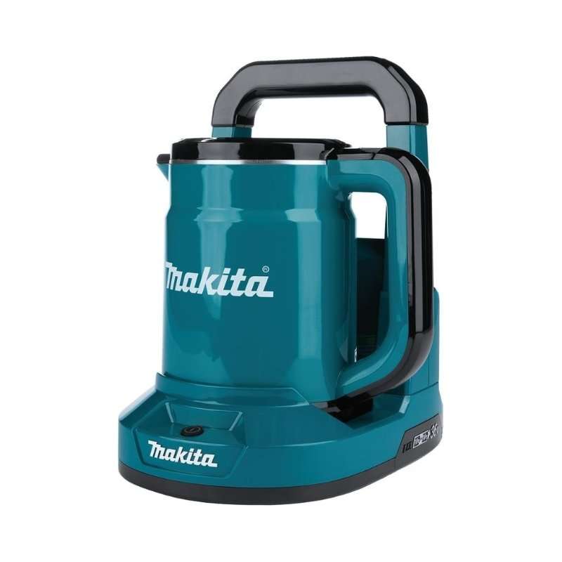 Чайник Makita DKT360Z HM5J7WTS8DA9, захранване 2 x 18V, интериор от неръждаема стомана, двойна стена, автоматично изключване, тюркоаз, 0,8 л