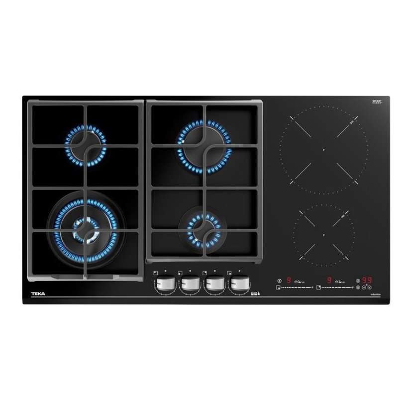 Електрически котлон TEKA JZC 96342 BBC BK, 4 газови горелки, 2 индукционни зони, тъч контрол