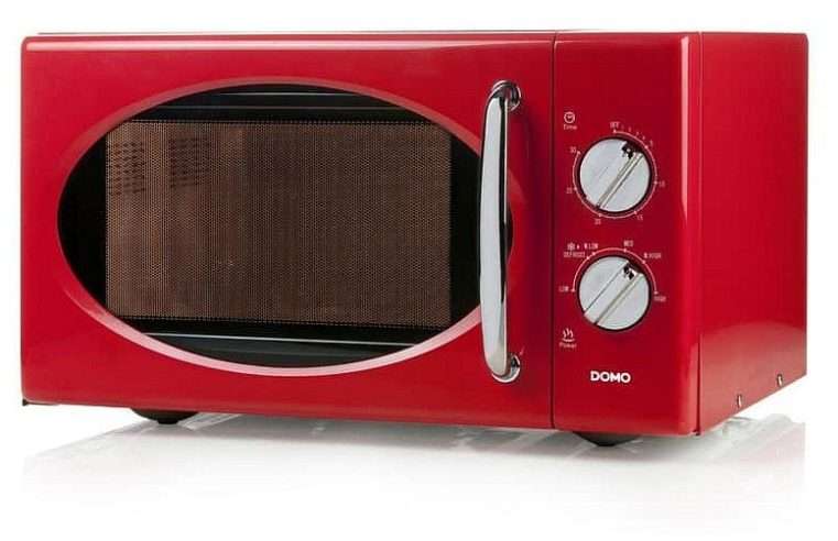 Микровълнова фурна DOMO DO2925, ретро дизайн, 900 W, стъклена въртяща се тава O27 см, червена, 25 л
