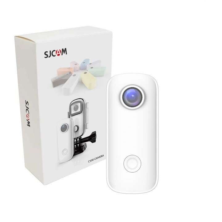 Спортна камера SJCAM C100+ бяла, 1440p, WiFi, водоустойчива 60x26x20mm