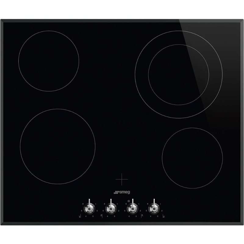 Керамичен плот Smeg SE364ETBM, 4 зони, 6400 W, черен, 60×51см