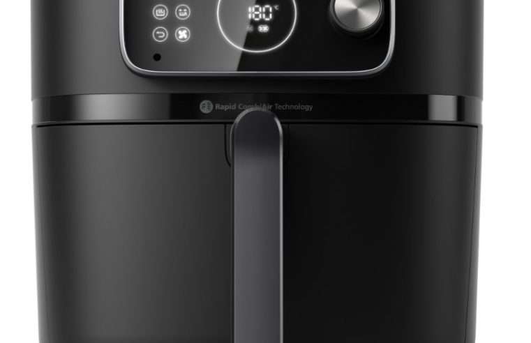 Фритюрник с горещ въздух Philips HD9875/90, Series 7000 Combi XXL connected, XXL капацитет от 8.3 л, Rapid CombiAir, Автоматични програми за готвене, Бързо почистване, 22 функции за приготвяне, Интуитивен дисплей с елегантен дизайн, Свързан с NutriU