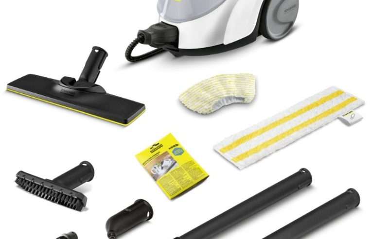 Парочистачка Karcher SC 5 EasyFix Iron Plug, 1.512-660.0, 2250 W, 4.2 бара, Резервоар 1.5 л , Функция VapoHydro, Комплект за почистване на пода EasyFix, Бял/Черен