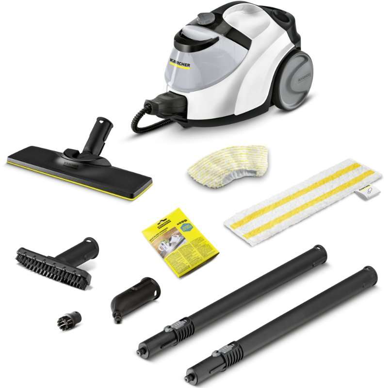 Парочистачка Karcher SC 5 EasyFix Iron Plug, 1.512-660.0, 2250 W, 4.2 бара, Резервоар 1.5 л , Функция VapoHydro, Комплект за почистване на пода EasyFix, Бял/Черен