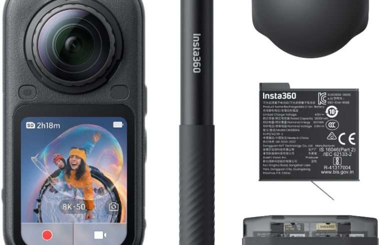 Спортна видеокамера Insta360 X6, 8K50fps, 360°, Essentials Bundle, Midnight Black