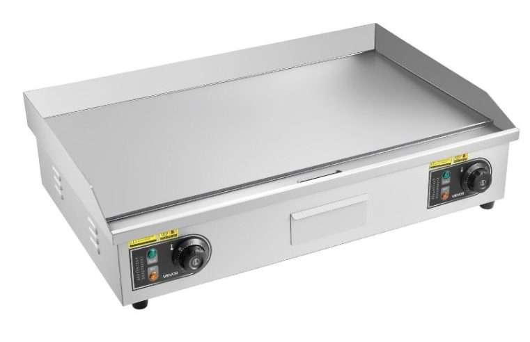 Електрически грил VEVOR, 725×400 мм, 4400W, регулируема температура 50-300C, неръждаема стомана, комплект с 2 шпатули и 2 четки