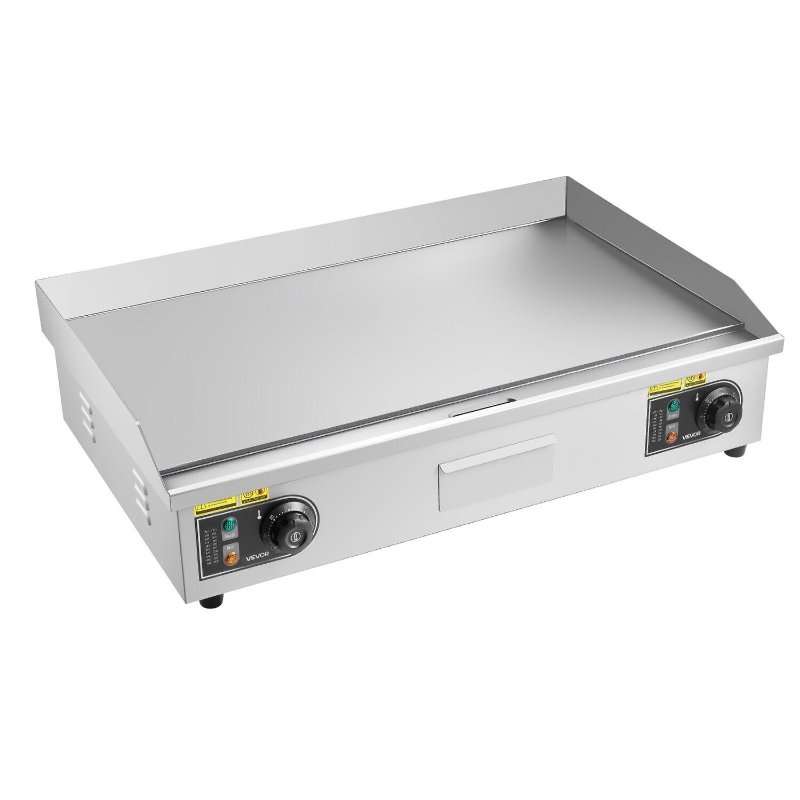 Електрически грил VEVOR, 725×400 мм, 4400W, регулируема температура 50-300C, неръждаема стомана, комплект с 2 шпатули и 2 четки