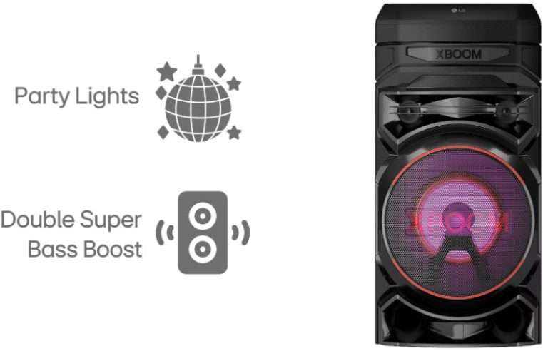 Аудио система LG XBOOM RNC5, Bluetooth, FM радио, Караоке, Wireless Party Link, Double Bass-Boost, Черен