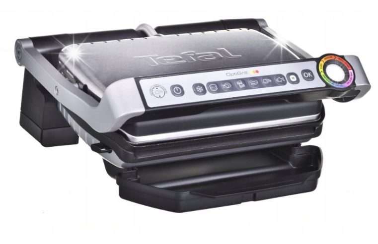 Електрически грил Tefal OptiGrill GC705D16, 2200 W, 600 cm2, черен/сив, сгъваем тип