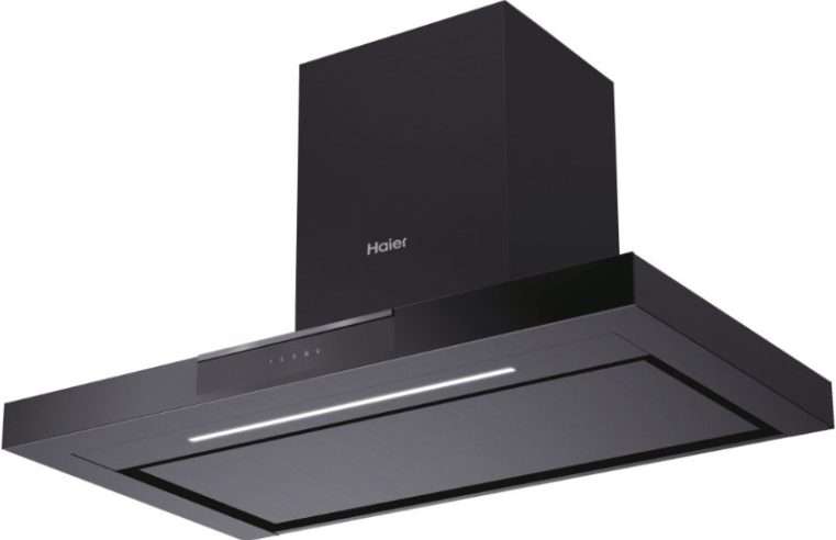 Декоративен абсорбатор Haier HATS9DCS56B, Всмукателна мощност 619 м3/ч, Клас A+, 3 степени на мощност, Booster функция, 90 см, Сензорно управление, Черен