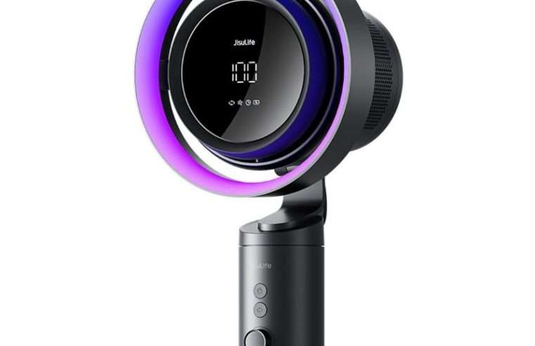 Вентилатор за бюро Jisulife Pro3, 18W, 10000 mAh, 13 часа автономна работа, 100 скорости, USB-C, Черен