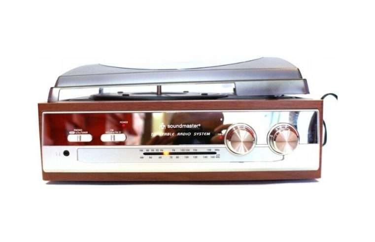 Грамофон Soundmaster PL186H радио FM стерео кафяв 32x14x29см