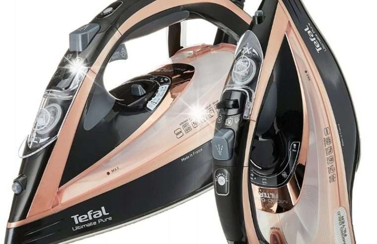 Парна ютия Tefal Ultimate Pure FV9845, 3200W, 60гр/мин, 260гр/мин, черно-златист