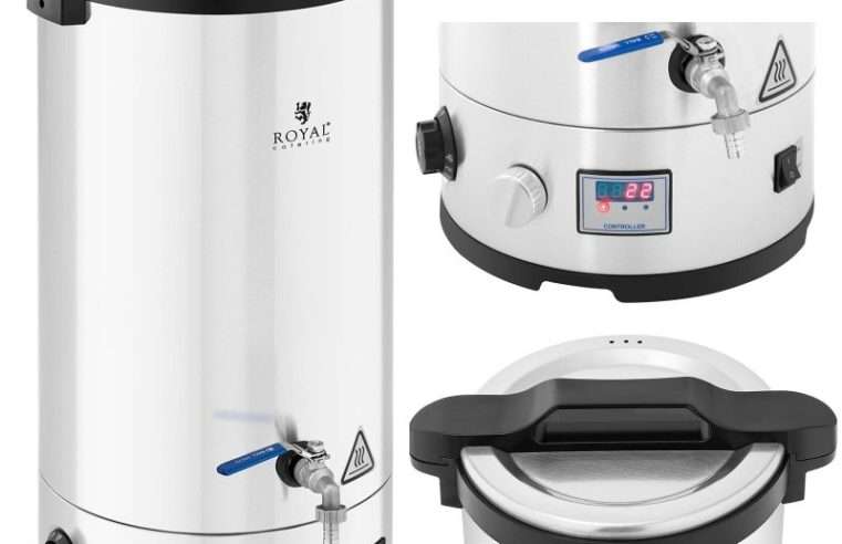Кана за гореща вода Royal Catering, модел RCBM-30CK, 30 л, 700/1800/2500 W, 30-110C, неръждаема стомана, с таймер