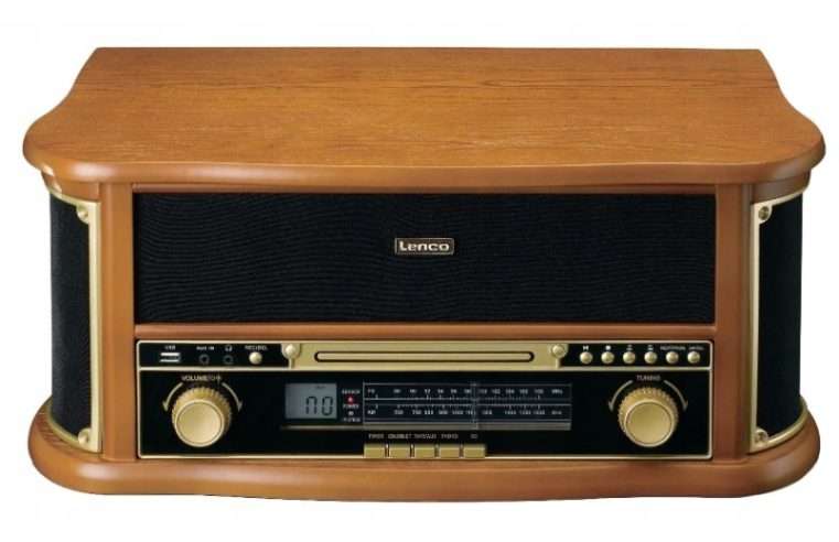 Грамофон Lenco TCD-2551WD, с Bluetooth, радио AM/FM, CD, касетофон, цвят дърво, размери 223x530x358mm