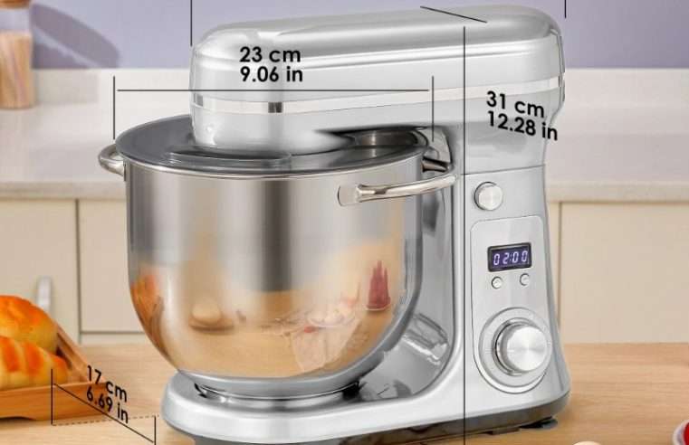 Миксер с купа, Кухненски робот, BM601, 1200W, Купа от неръждаема стомана 6L, 6 скорости, Безшумен DC мотор, 240V, EU щепсел, Сребрист