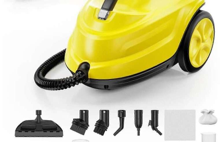 Парочистачка 2000W FR1-K0446-260710-1540, налягане 5 bar, резервоар 2.0L, загряване 3–8 мин, автономност ~60 мин, кабел 3 м, маркуч 2 м, жълт, комплект аксесоари