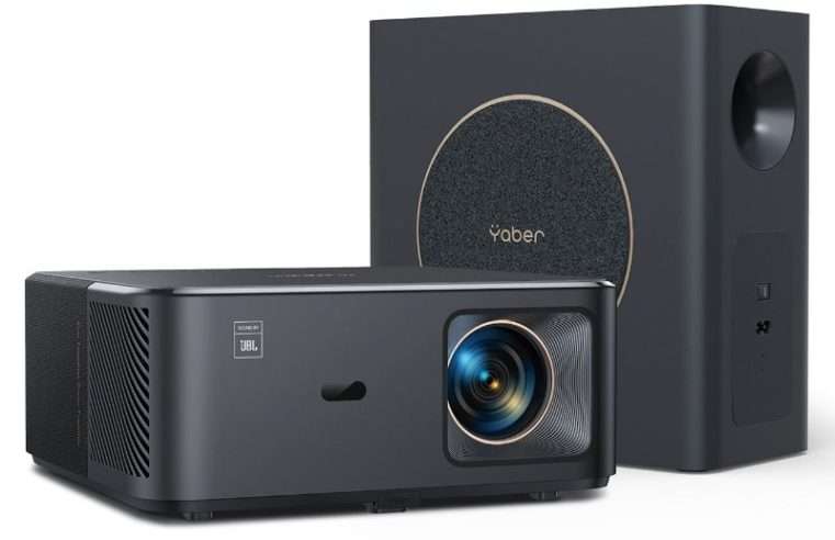 Мултимедиен проектор Yaber K2s Pro FullHD 1080p, 800 ANSI лумена, съвместим с високоговорители JBL и субуфер, WiFi, BT, черен