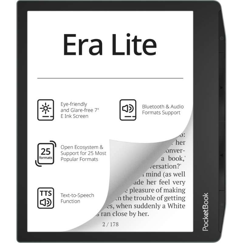 eBook Reader PocketBook Era Lite PB710, 7.0″ E Ink Carta™ 1300 сензорен екран, 300ppi, 16GB, Предно осветление, WiFi&Bluetooth, USB-C, Зелен