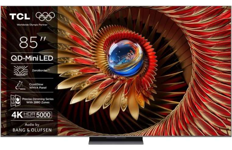 Телевизор TCL QD-MiniLed 85C8K, 85″ (214 см), Smart Google TV, 4K Ultra HD, 100Hz, Клас E