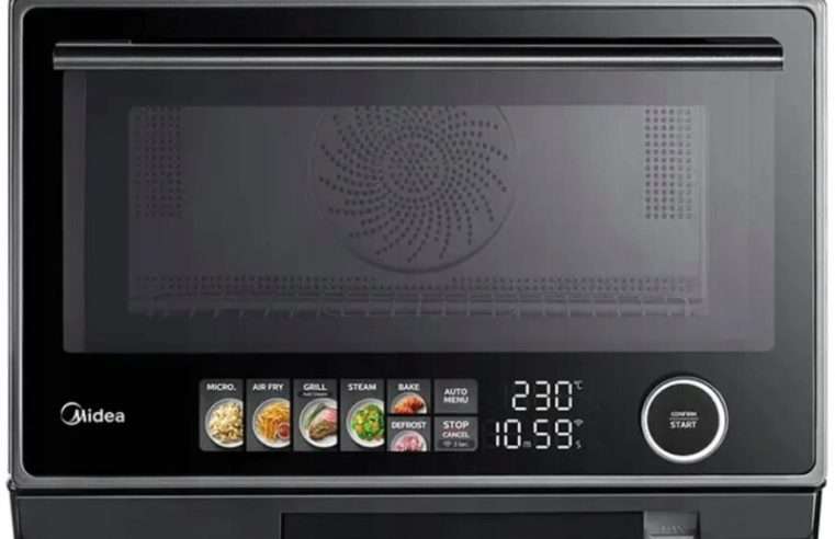 Микровълнова фурна Midea MSO25H 1000W 25L, грил, управление със смартфон, черна