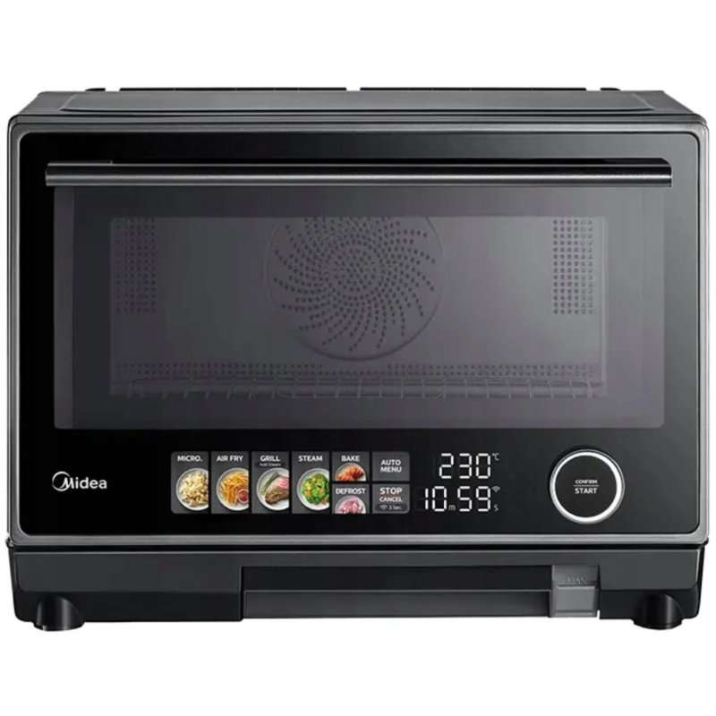 Микровълнова фурна Midea MSO25H 1000W 25L, грил, управление със смартфон, черна