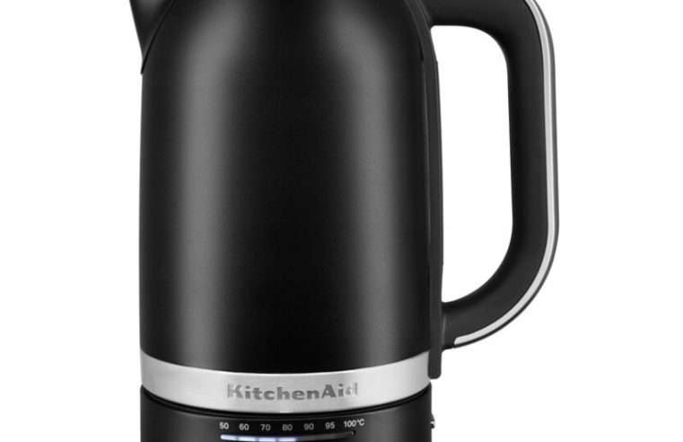 Електрическа кана KitchenAid 1,7L, 2000-2400W, 50-100C, матово черна, 25,6×21,8×16,3см